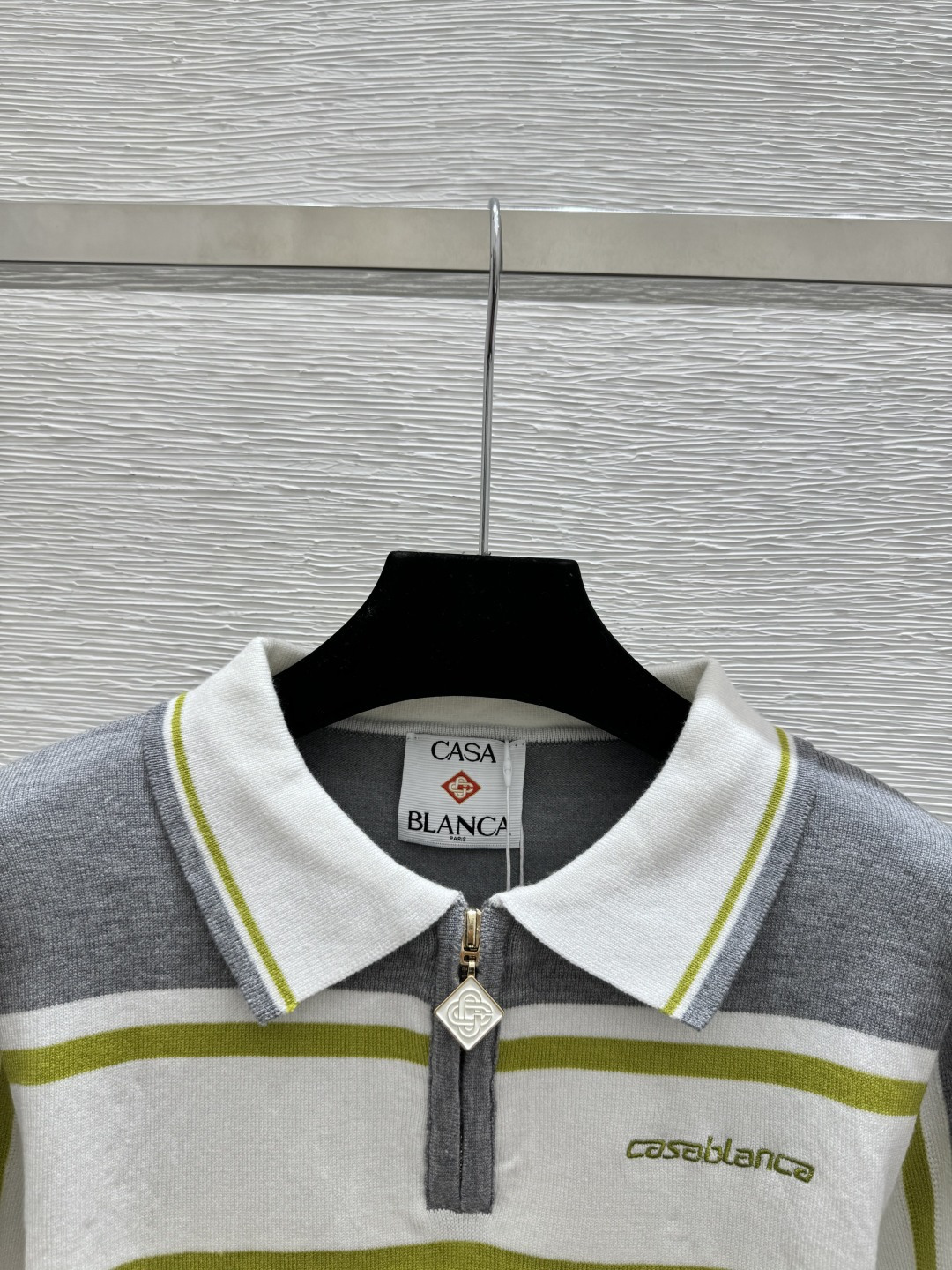 🆕CASA家🆕 春夏新款 撞色条纹翻领针织套装颜色：灰色尺码：36.38.40