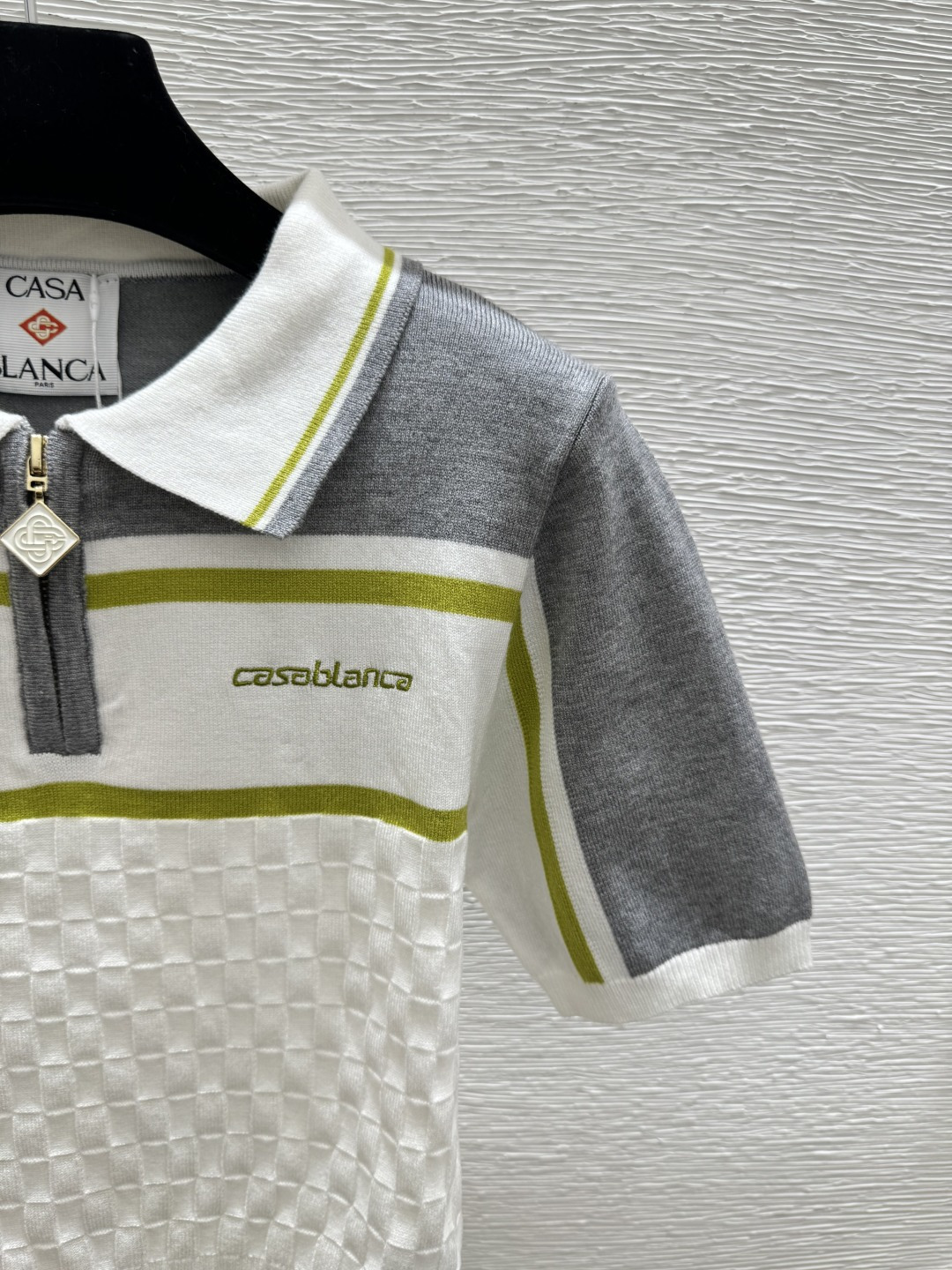 🆕CASA家🆕 春夏新款 撞色条纹翻领针织套装颜色：灰色尺码：36.38.40