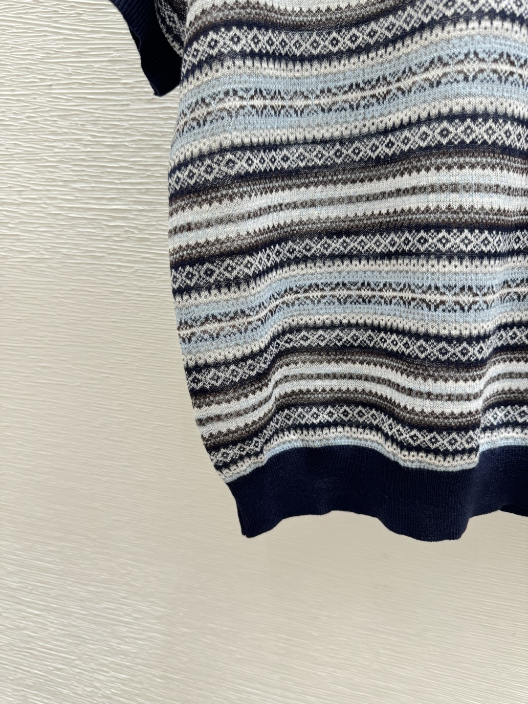 🆕CH家🆕 春夏新款 撞色条纹圆领针织短袖颜色：宝蓝尺码：36.38.40