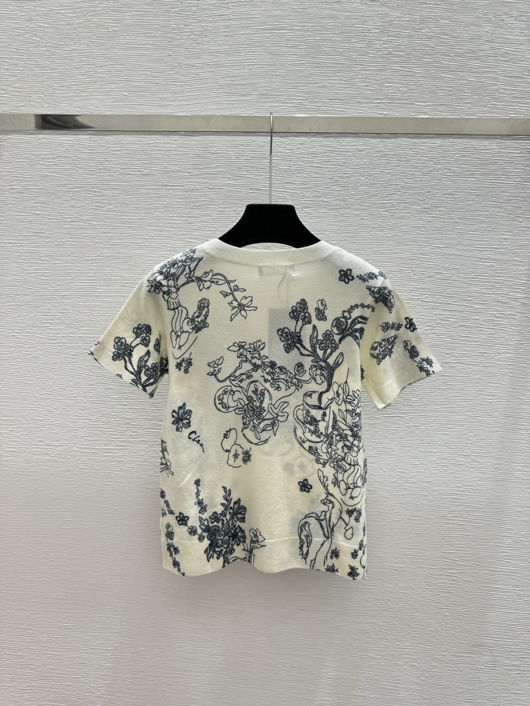 Unknown ER家 春夏新款 撞色花卉圆领针织短袖