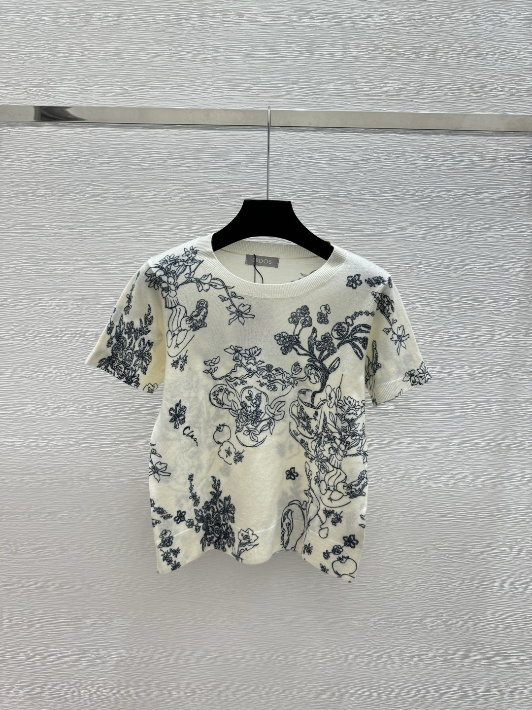 Unknown ER家 春夏新款 撞色花卉圆领针织短袖