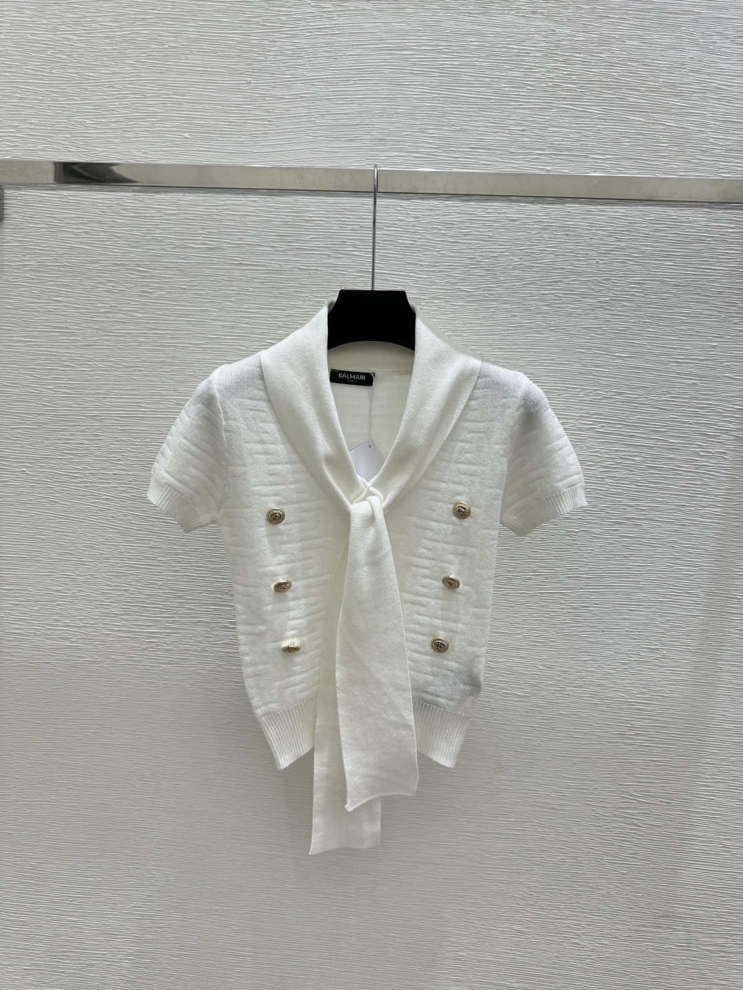 Chanel BA家 春夏新款 纯色简约绑带针织短袖