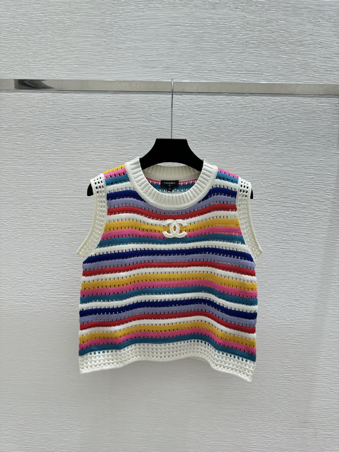 Chrome Hearts CH家 春夏新款 撞色条纹镂空圆领针织背心