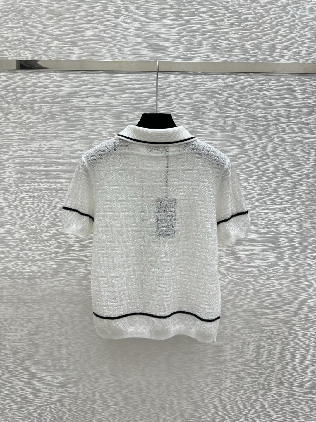 Fendi F家 春夏新款 撞色老花字母翻领针织短袖开衫