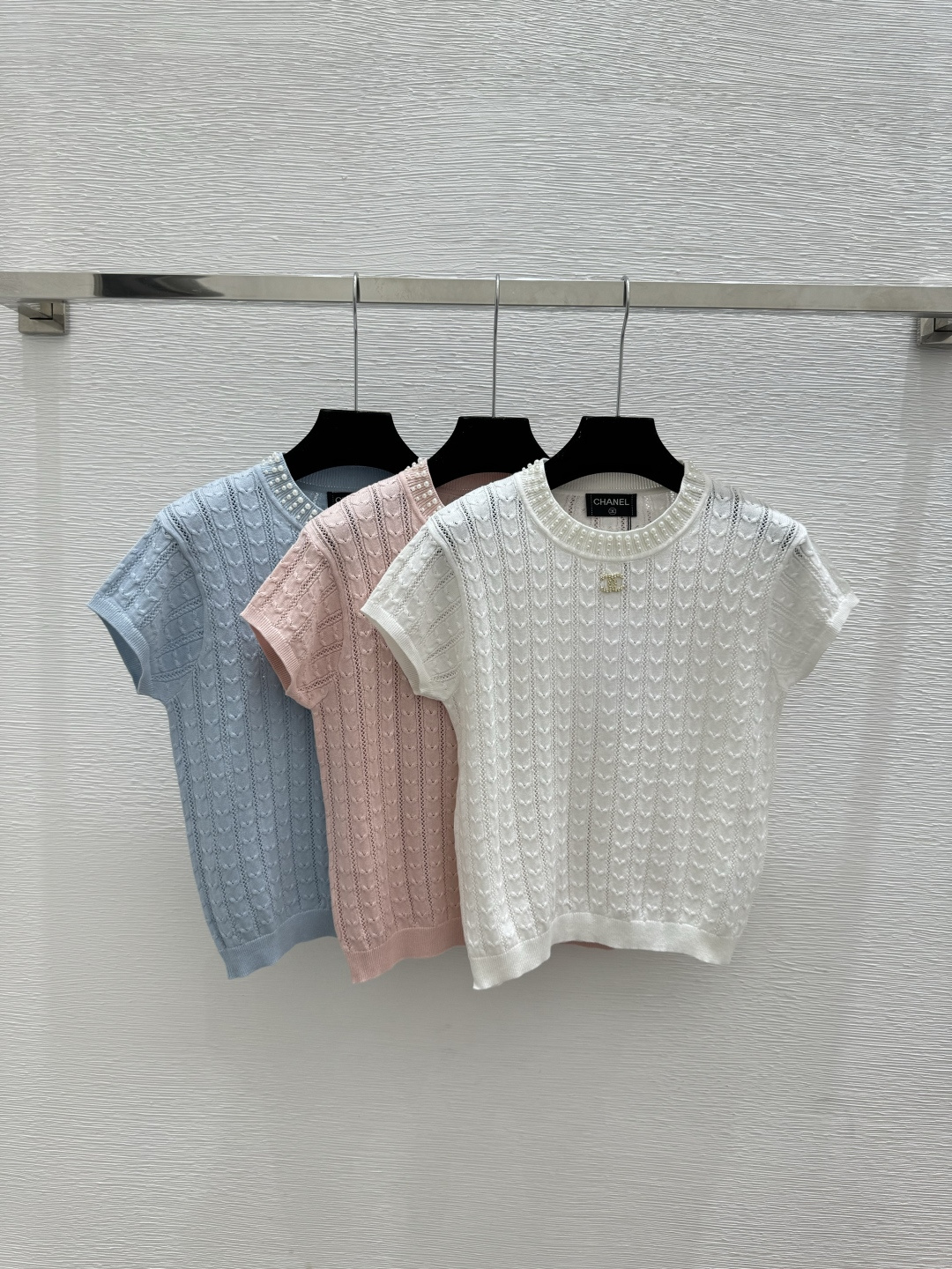 Chrome Hearts CH家 春夏新款 纯色重工钉珠圆领针织短袖