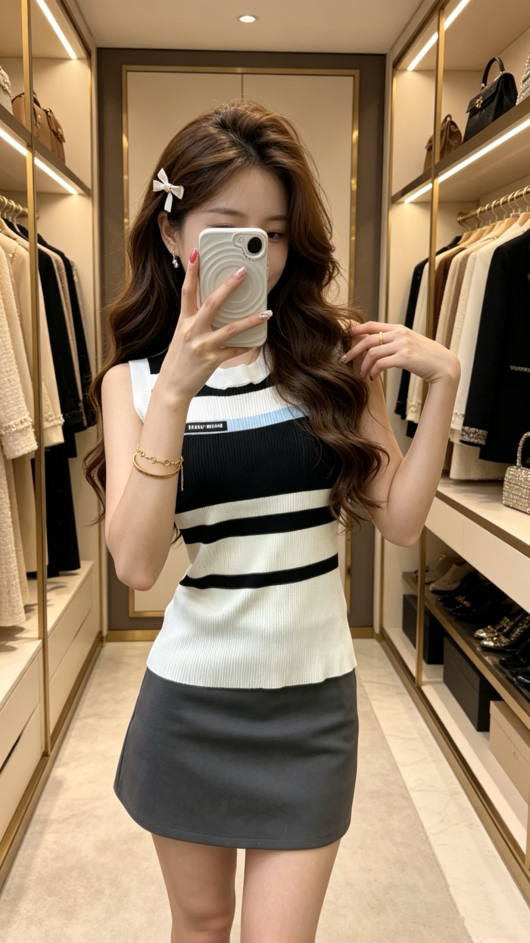 🆕M家🆕  春夏新款 撞色条纹简约圆领针织背心颜色：白色 黑色尺码：36.38.40
