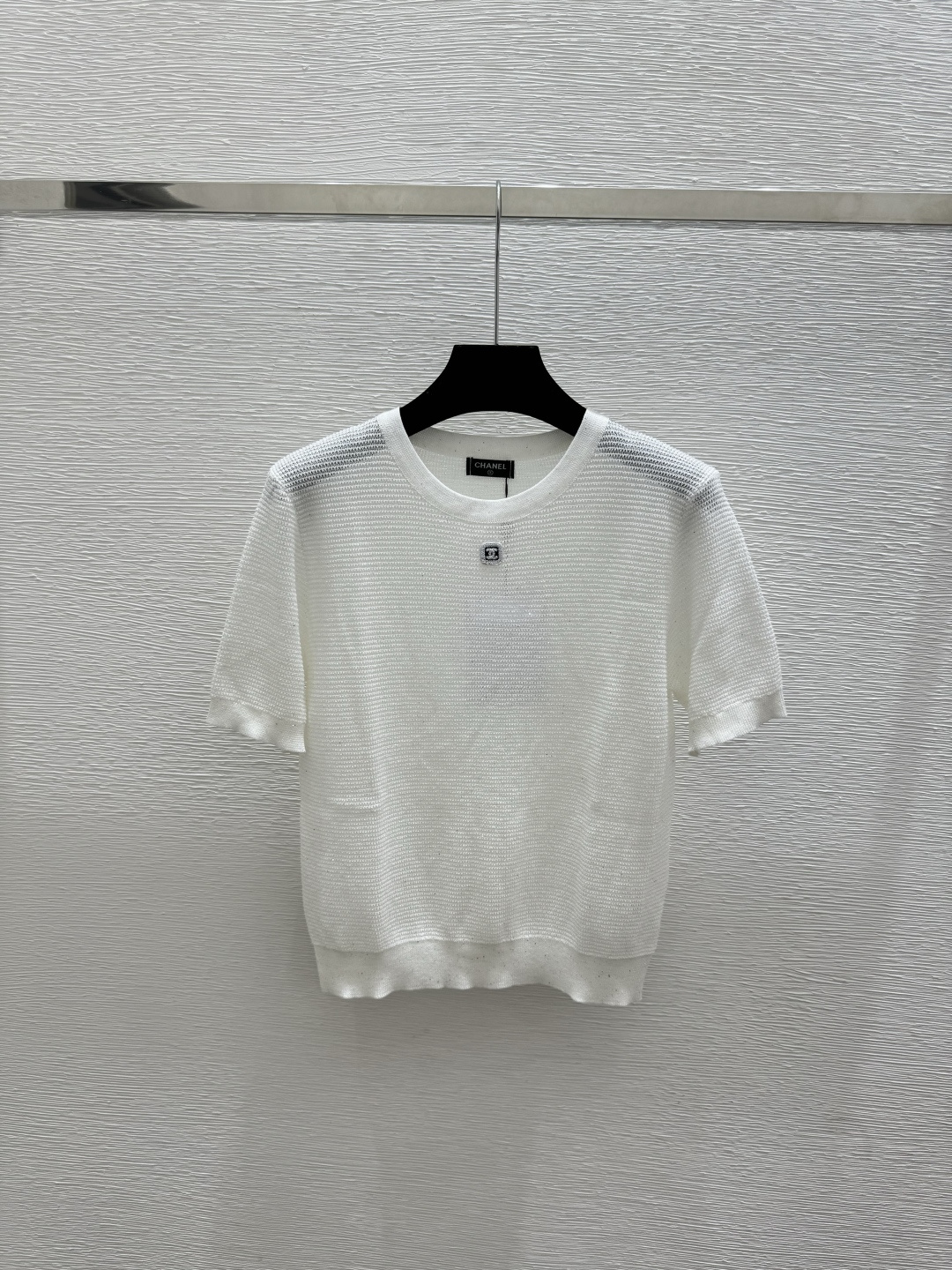 🆕CH家🆕  春夏新款 纯色简约圆领针织短袖颜色：白色 黑色尺码：36.38.40