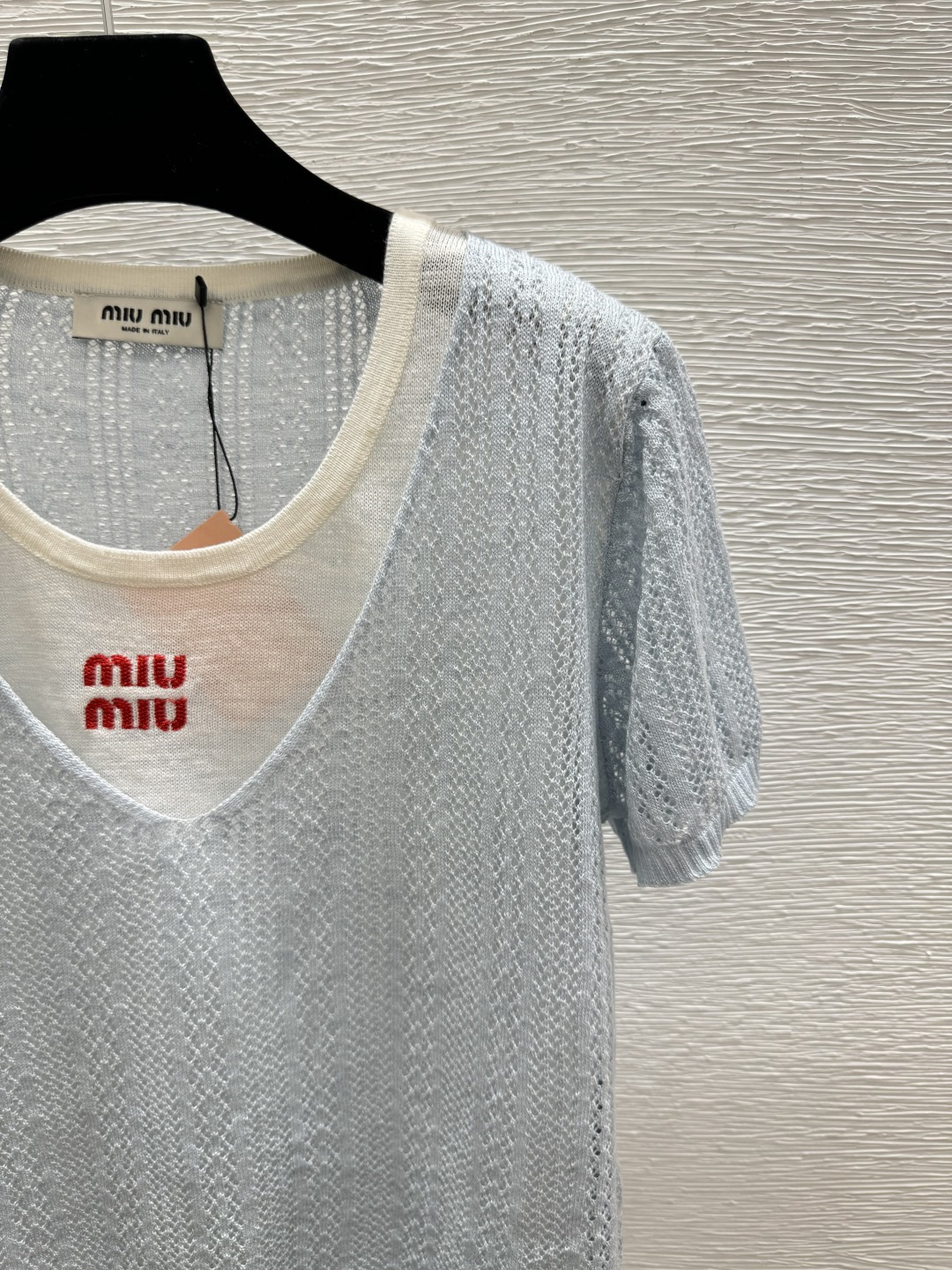 🆕M家🆕  春夏新款 撞色假两件圆领针织短袖颜色：蓝色 灰色尺码：36.38.40