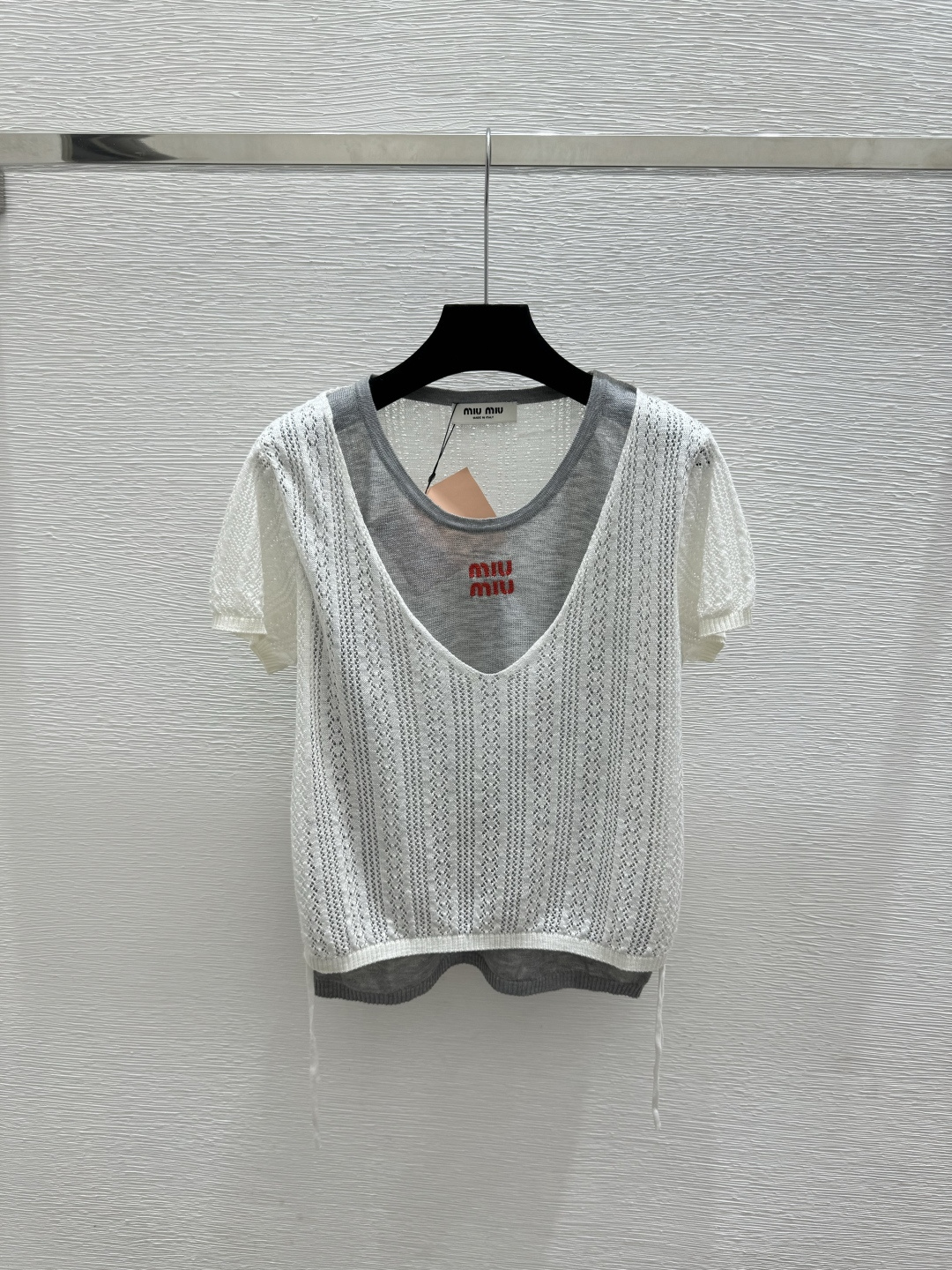 🆕M家🆕  春夏新款 撞色假两件圆领针织短袖颜色：蓝色 灰色尺码：36.38.40