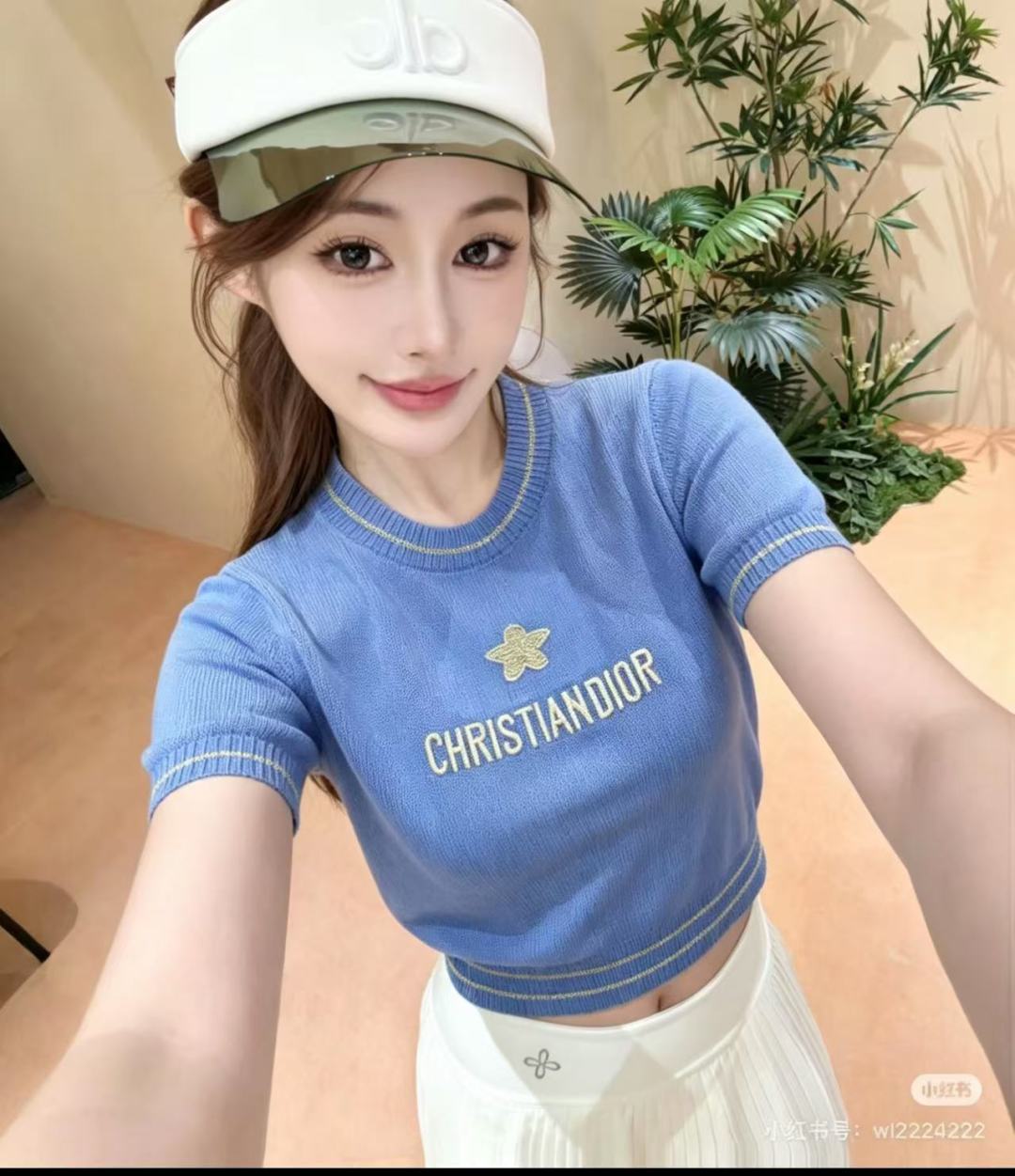 🆕D家🆕  春夏新款 撞色五角星字母圆领针织短袖颜色：杏色 蓝色 灰色尺码：36.38.40