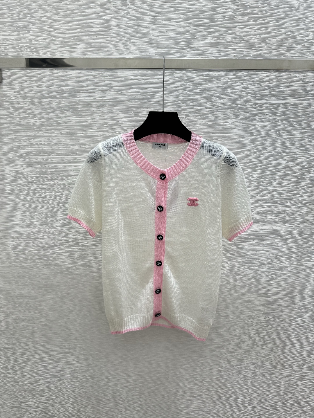 🆕CH家🆕  春夏新款 撞色简约圆领针织短袖开衫颜色：粉色 蓝色 黄色尺码：36.38.40