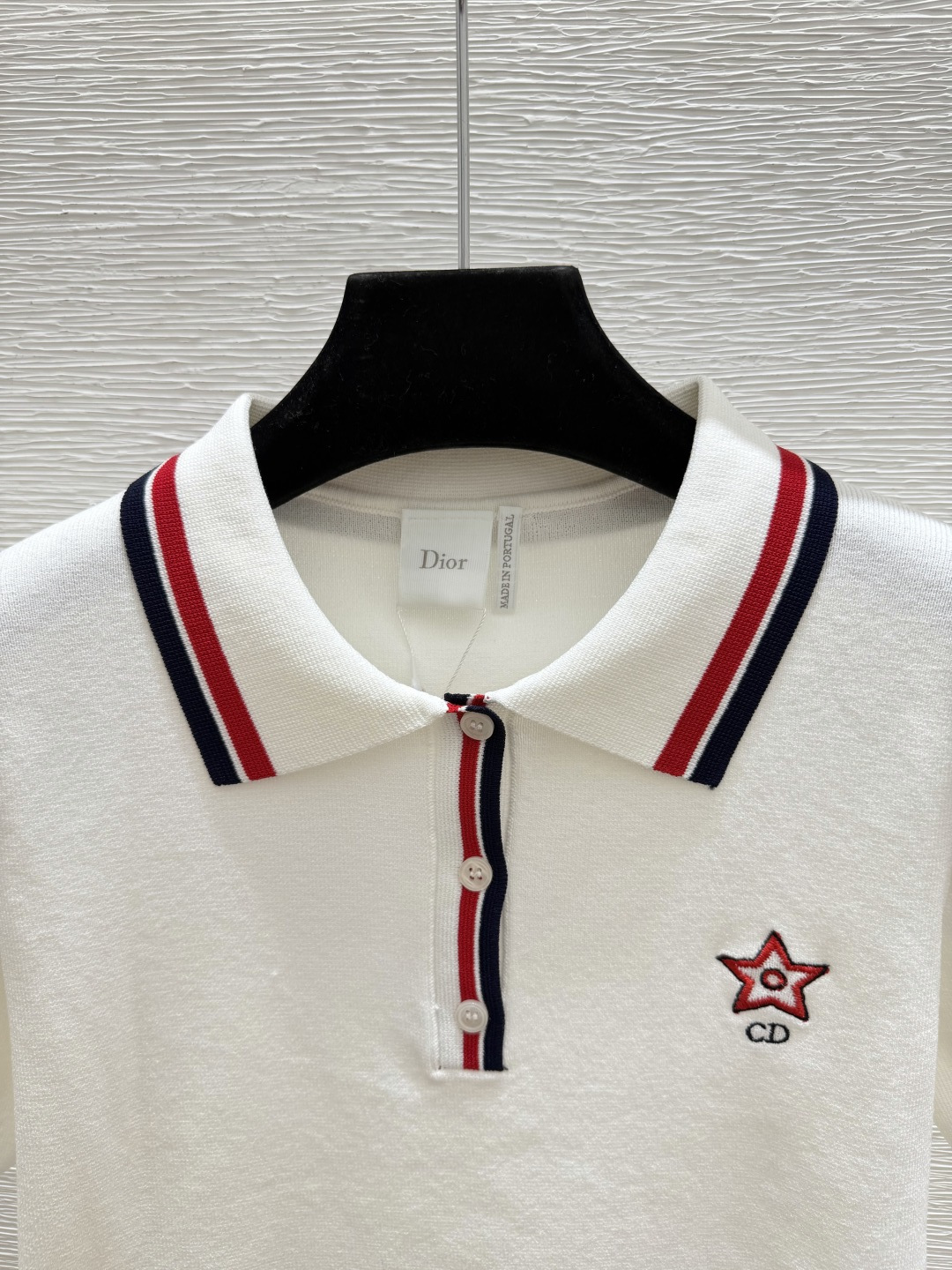 🆕D家🆕  春夏新款 撞色翻领针织短袖颜色：白色 宝蓝尺码：36.38.40