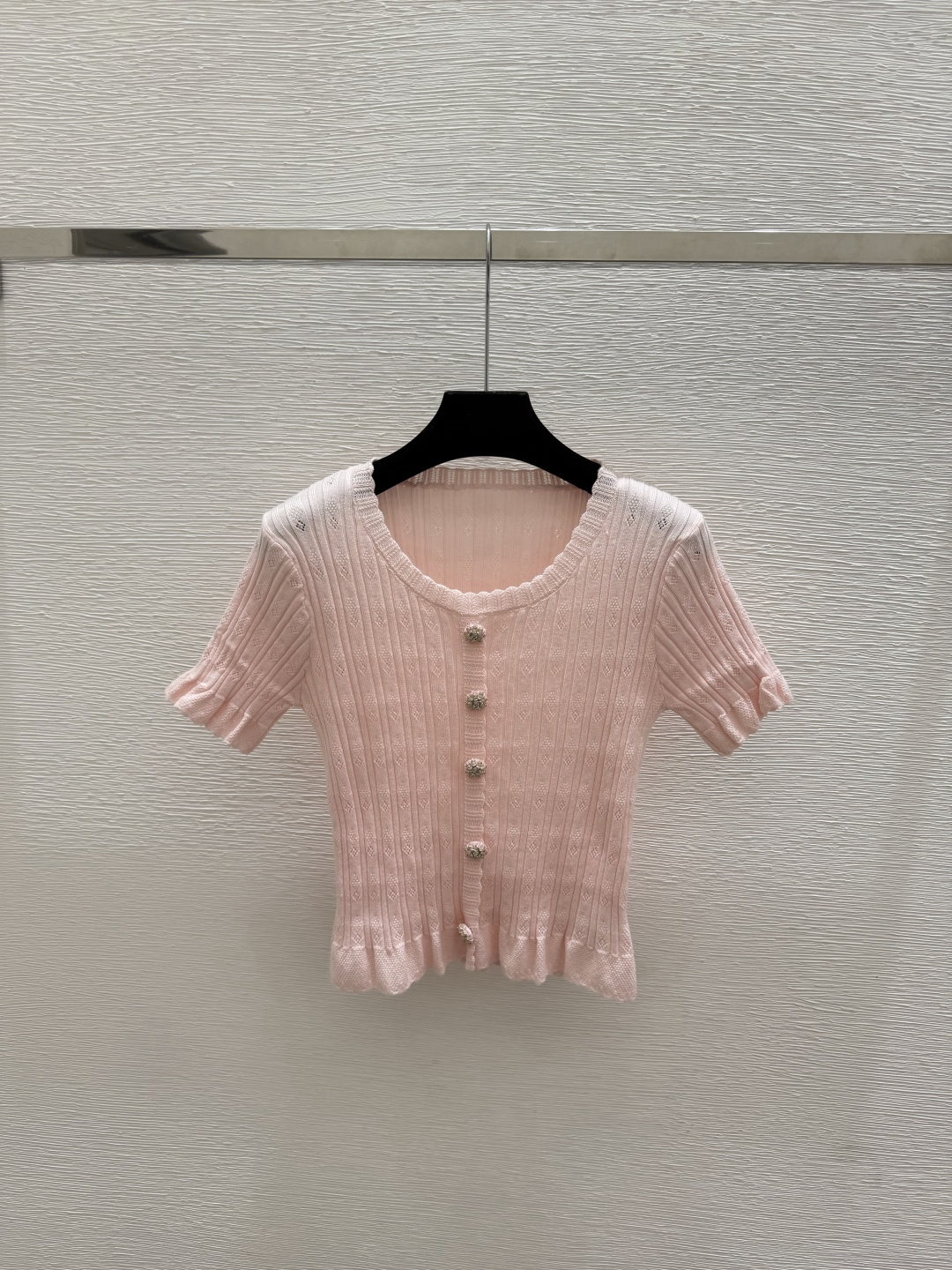🆕CH家🆕  春夏新款 纯色简约圆领针织短袖颜色：白色 粉色 黄色尺码：36.38.40