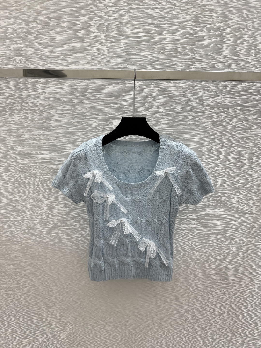 🆕CH家🆕  春夏新款 撞色蝴蝶结圆领针织短袖颜色：粉色 蓝色尺码：36.38.40