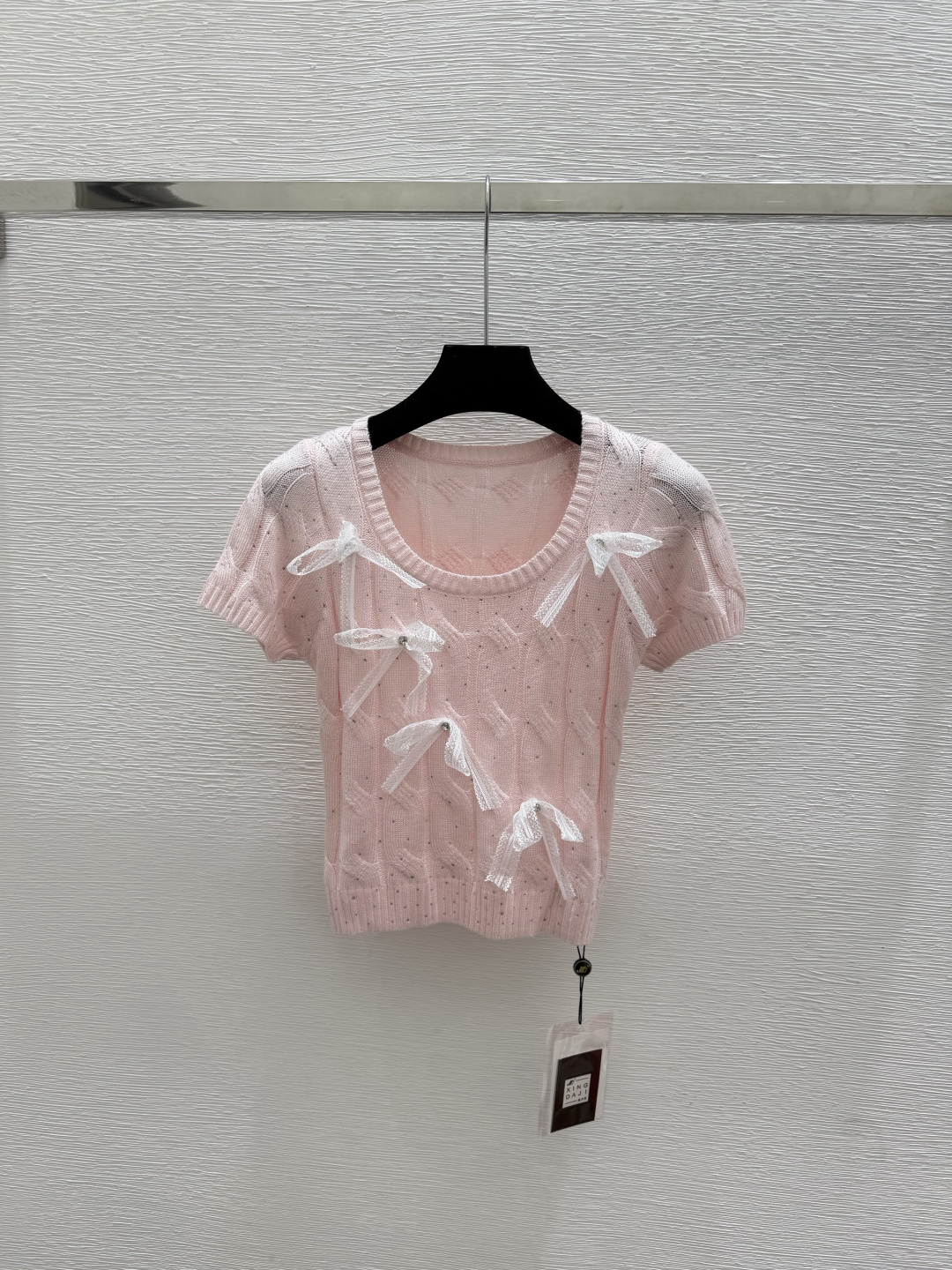 🆕CH家🆕  春夏新款 撞色蝴蝶结圆领针织短袖颜色：粉色 蓝色尺码：36.38.40