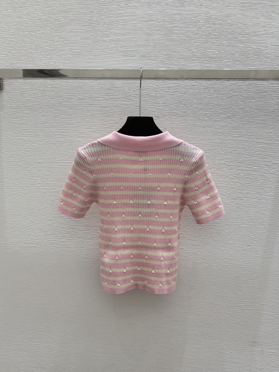 🆕CH家🆕  春夏新款 撞色条纹翻领针织短袖颜色：粉色 蓝色尺码：36.38.40