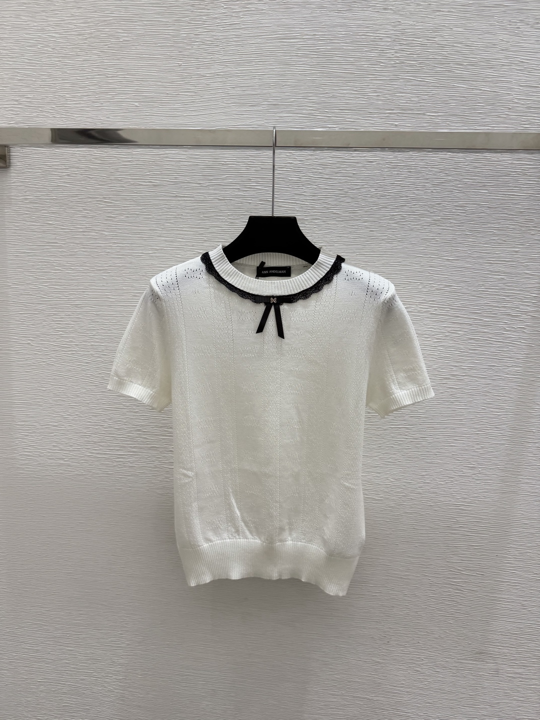 🆕ANN家🆕  春夏新款 撞色花边圆领针织短袖颜色：白色 粉色尺码：36.38.40