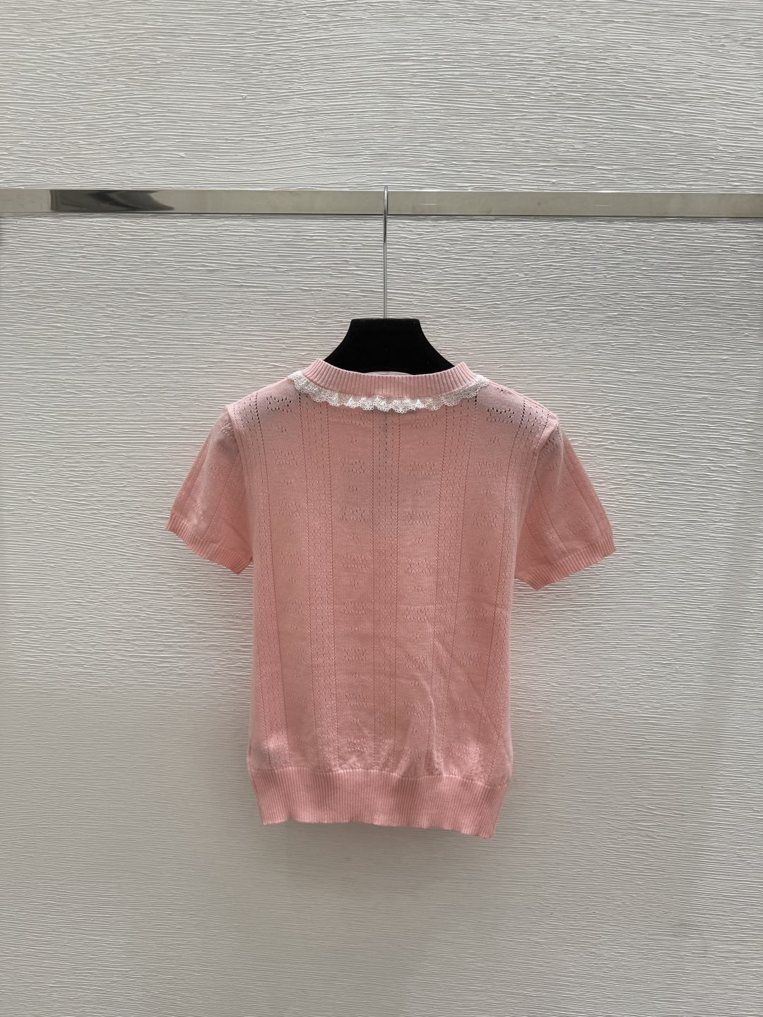 🆕ANN家🆕  春夏新款 撞色花边圆领针织短袖颜色：白色 粉色尺码：36.38.40