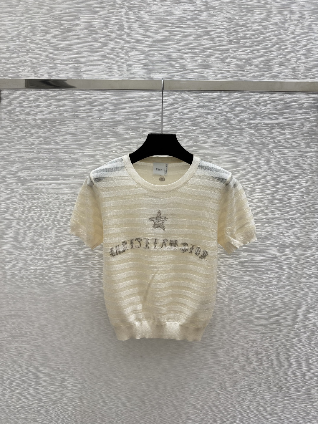 🆕D家🆕  春夏新款 纯色字母圆领针织短袖颜色：灰色 宝蓝尺码：36.38.40