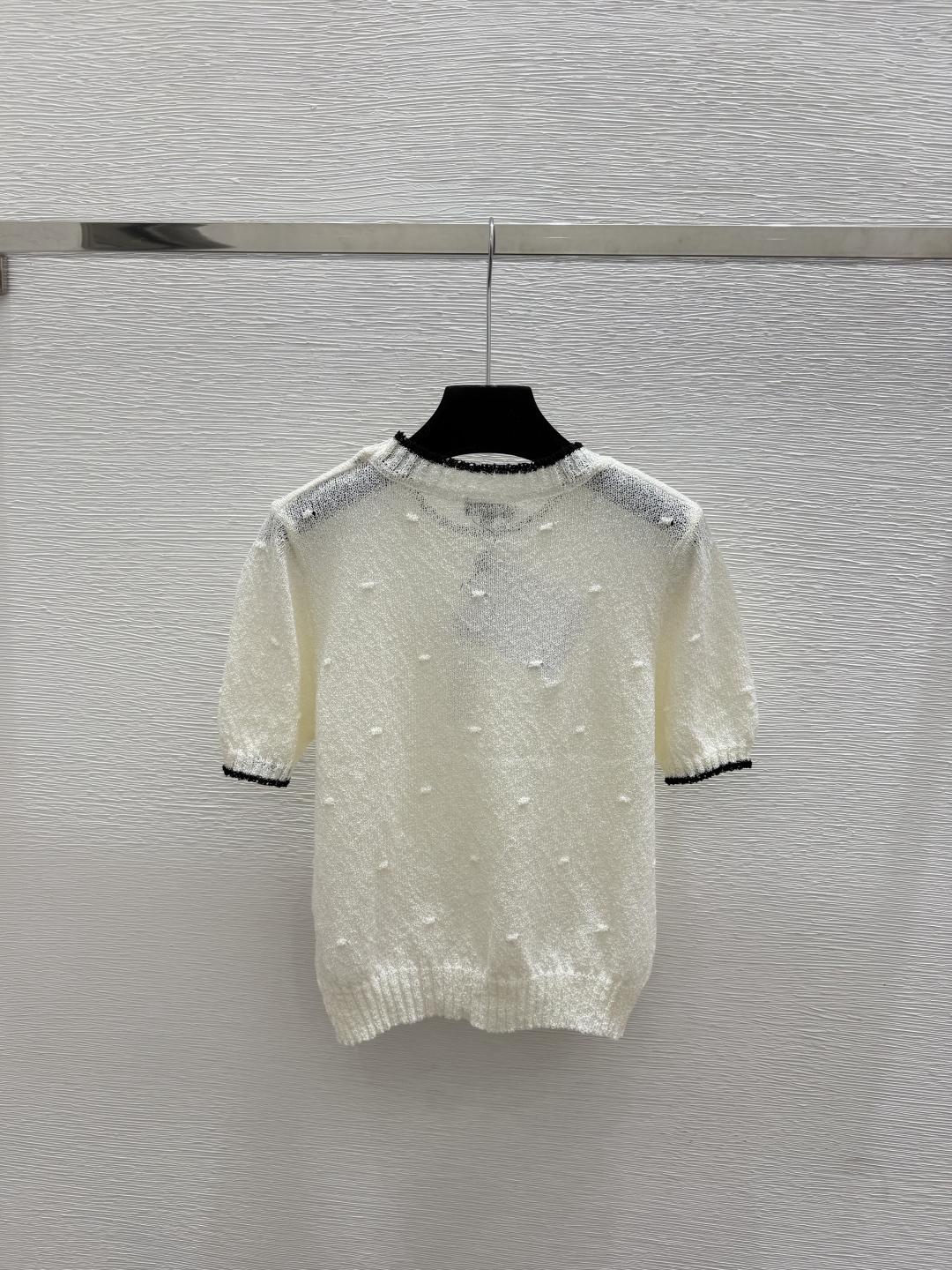🆕CH家🆕  春夏新款 撞色简约圆领针织短袖颜色：杏色 蓝色尺码：36.38.40