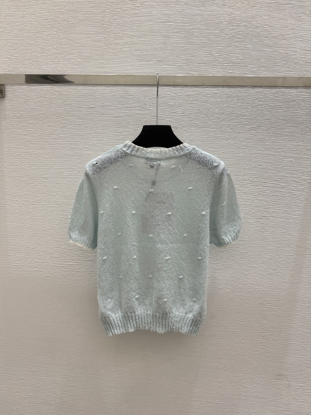 🆕CH家🆕  春夏新款 撞色简约圆领针织短袖颜色：杏色 蓝色尺码：36.38.40