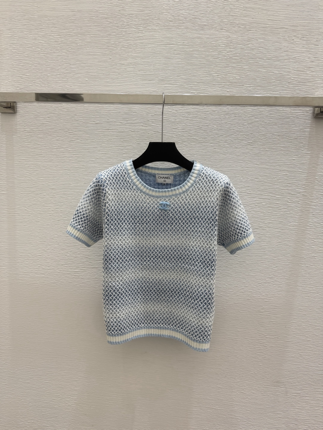 🆕CH家🆕  春夏新款 撞色简约圆领针织短袖颜色：粉色 蓝色尺码：36.38.40
