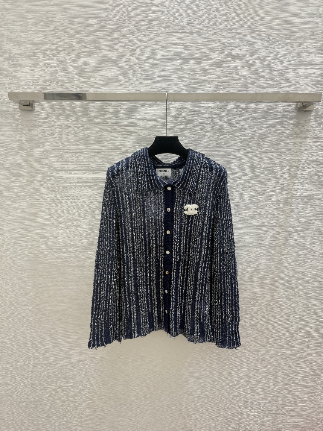 🆕CH家🆕  春夏新款 纯色翻领针织长袖开衫颜色：黄色 灰色尺码：36.38.40
