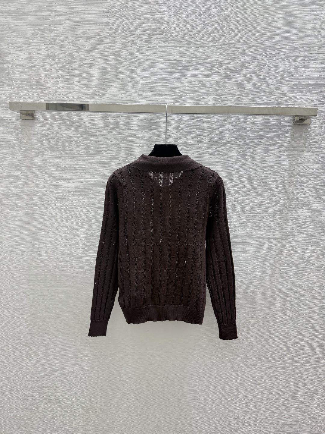 🆕M家🆕  春夏新款 纯色简约翻领针织长袖颜色：咖啡尺码：36.38.40