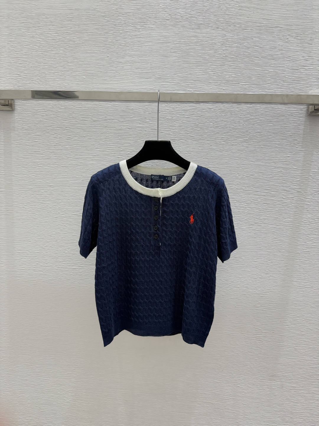 🆕PO家🆕  春夏新款 撞色简约圆领针织短袖颜色：卡其 灰色 宝蓝尺码：36.38.40