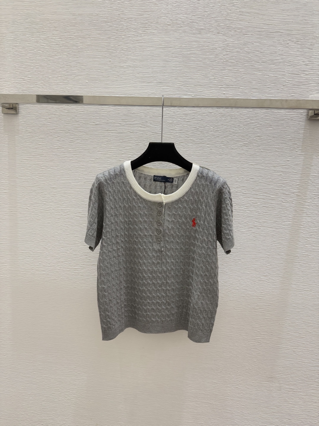 🆕PO家🆕  春夏新款 撞色简约圆领针织短袖颜色：卡其 灰色 宝蓝尺码：36.38.40