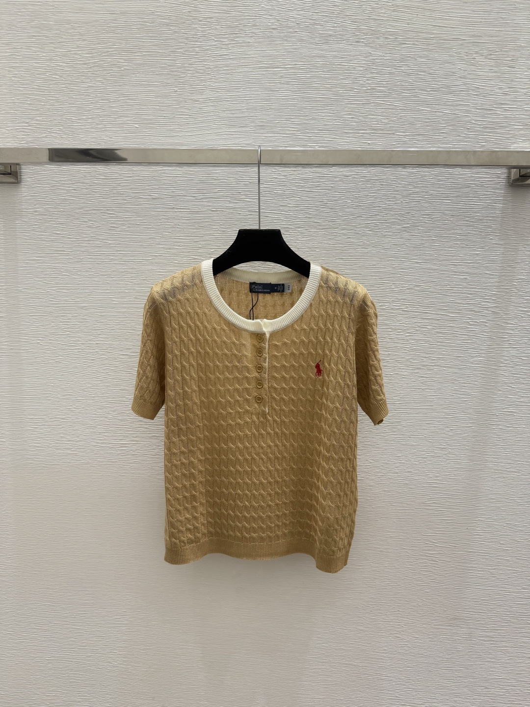 🆕PO家🆕  春夏新款 撞色简约圆领针织短袖颜色：卡其 灰色 宝蓝尺码：36.38.40