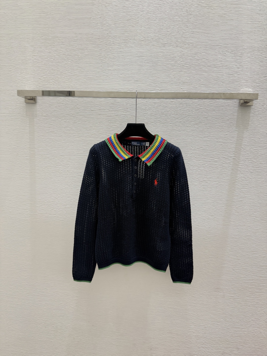 🆕PO家🆕  春夏新款 撞色翻领针织长袖颜色：白色 咖啡 宝蓝尺码：36.38.40