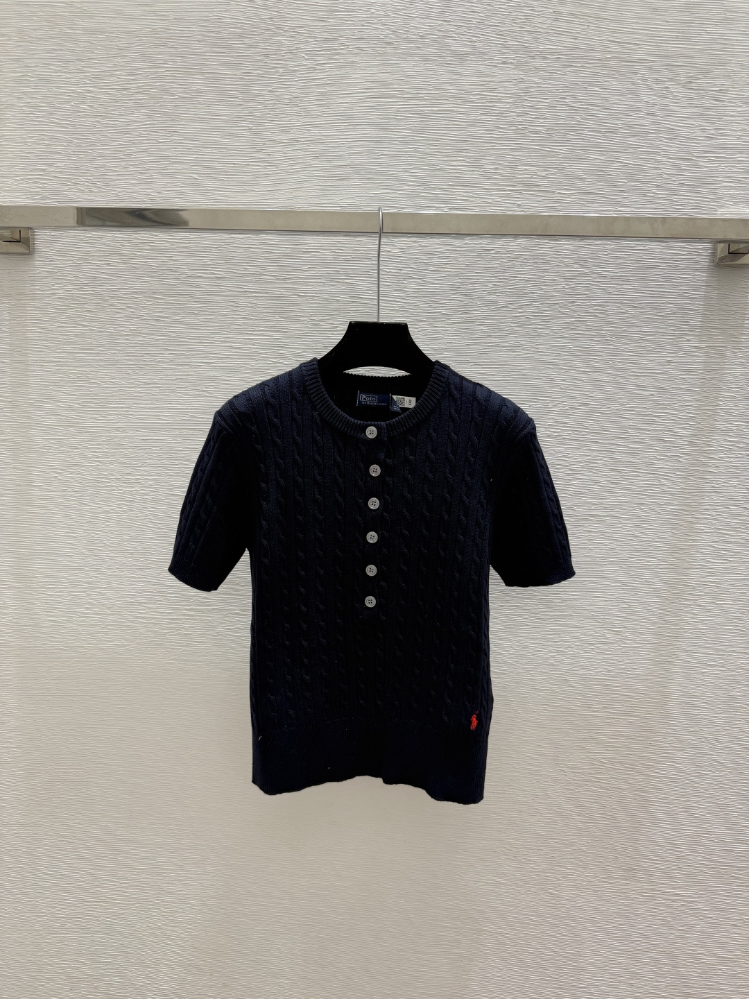 🆕PO家🆕  春夏新款 纯色简约圆领针织短袖颜色：白色 宝蓝尺码：36.38.40