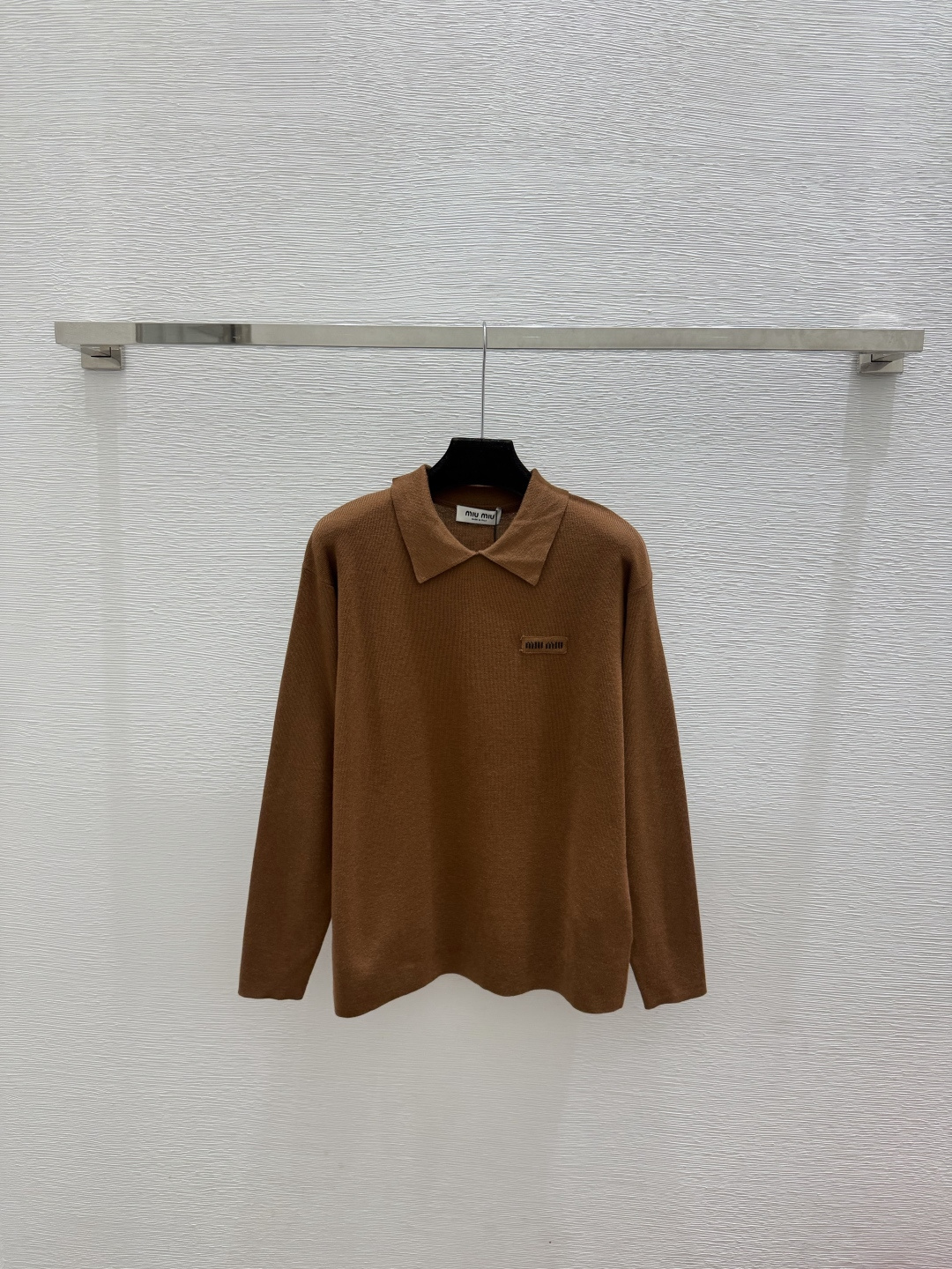 🆕M家🆕  春夏新款 纯色简约翻领针织长袖颜色：咖啡尺码：36.38.40