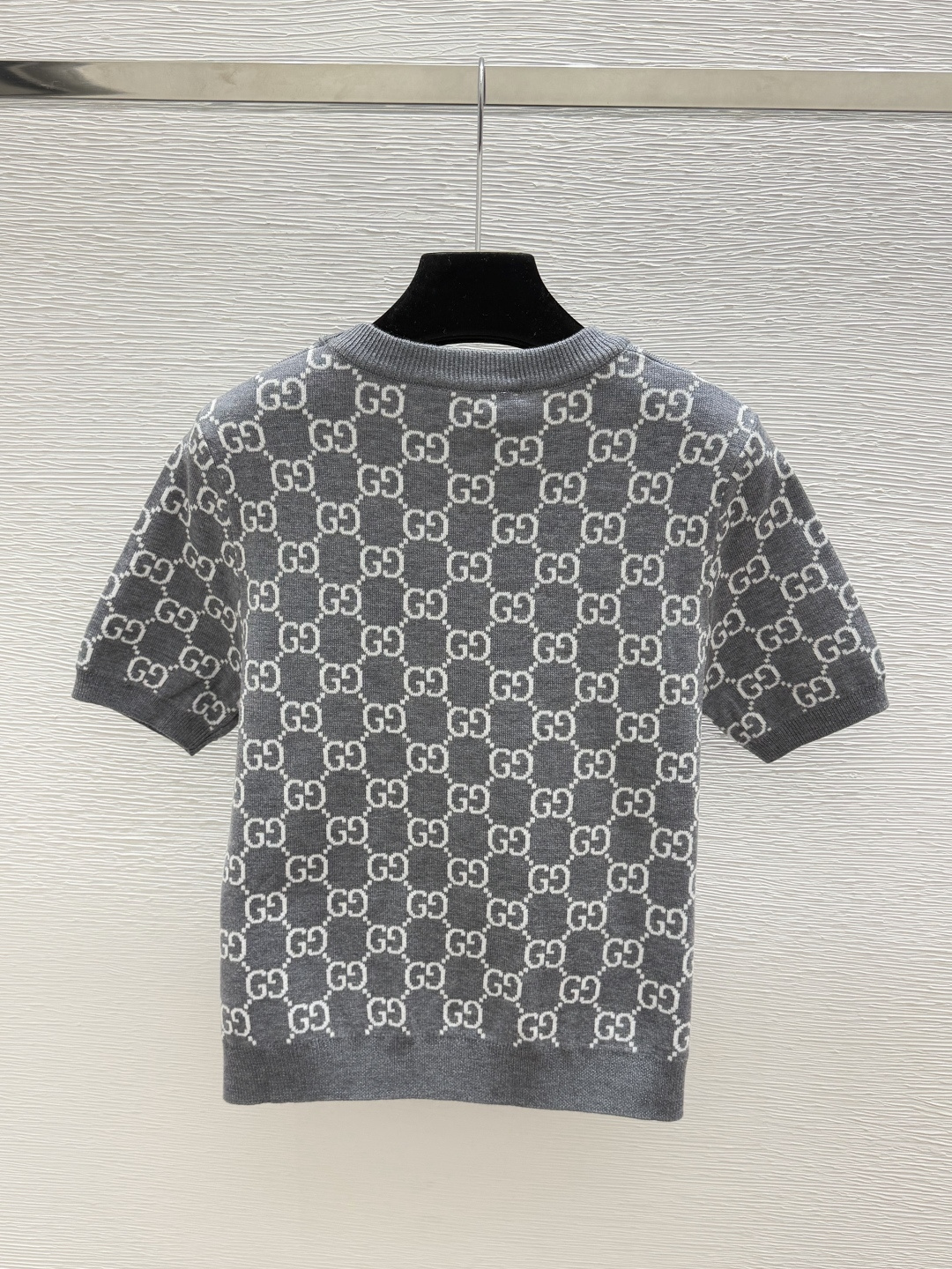🆕G家🆕  早秋新款  撞色老花字母圆领针织短袖 颜色：灰色 尺码：36.38.40