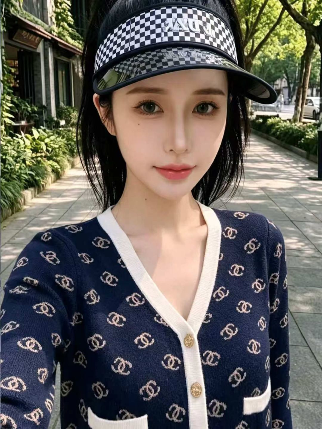 🆕CH家🆕  早秋新款  撞色简约V领针织长袖开衫 颜色：灰色 宝蓝 尺码：36.38.40