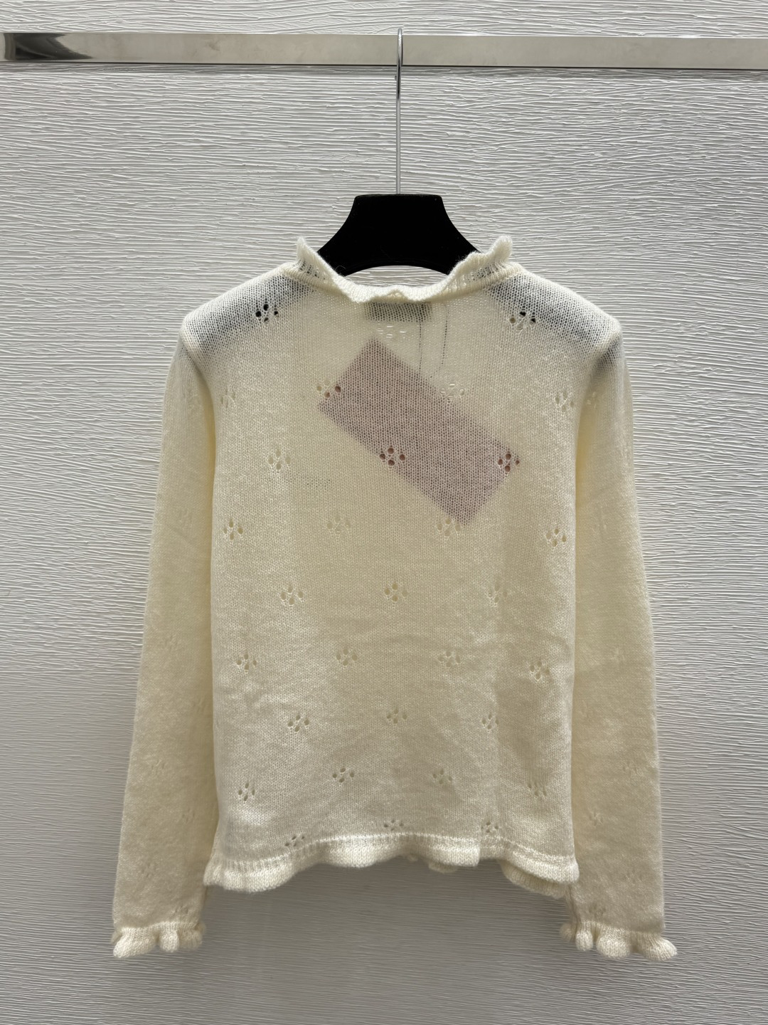 🆕M家🆕  早秋新款 纯色花边圆领针织长袖开衫 颜色：杏色 绿色 尺码：36.38.40