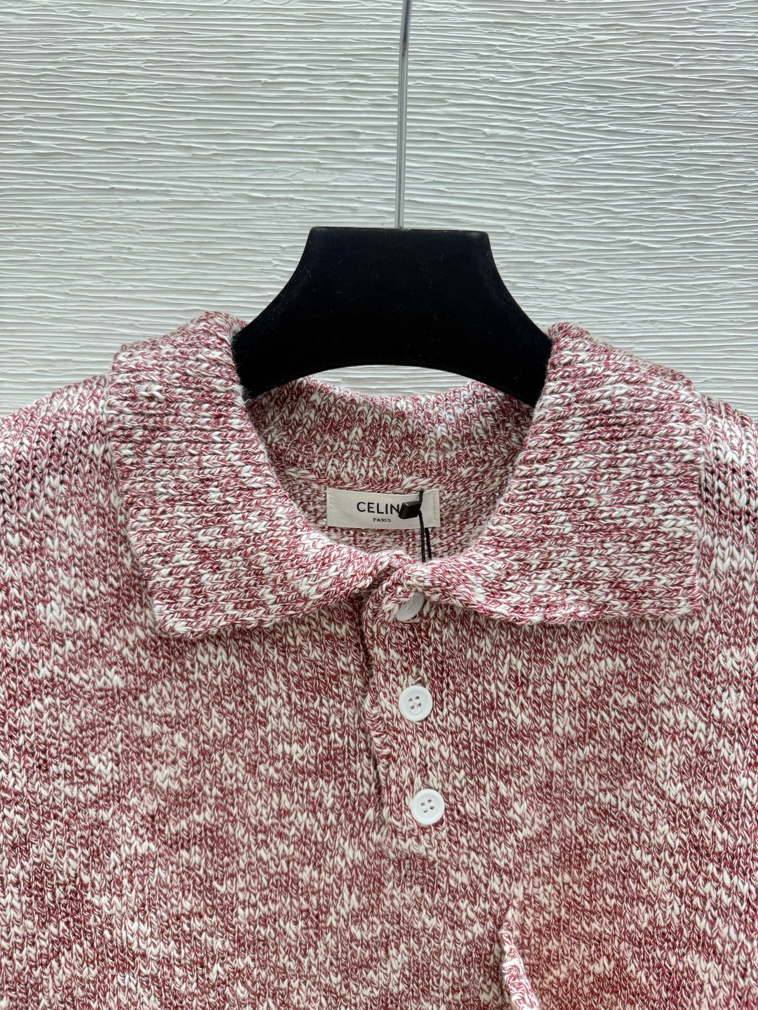 🆕CE家🆕  早秋新款 撞色条纹翻领针织长袖 颜色：红色 尺码：36.38.40