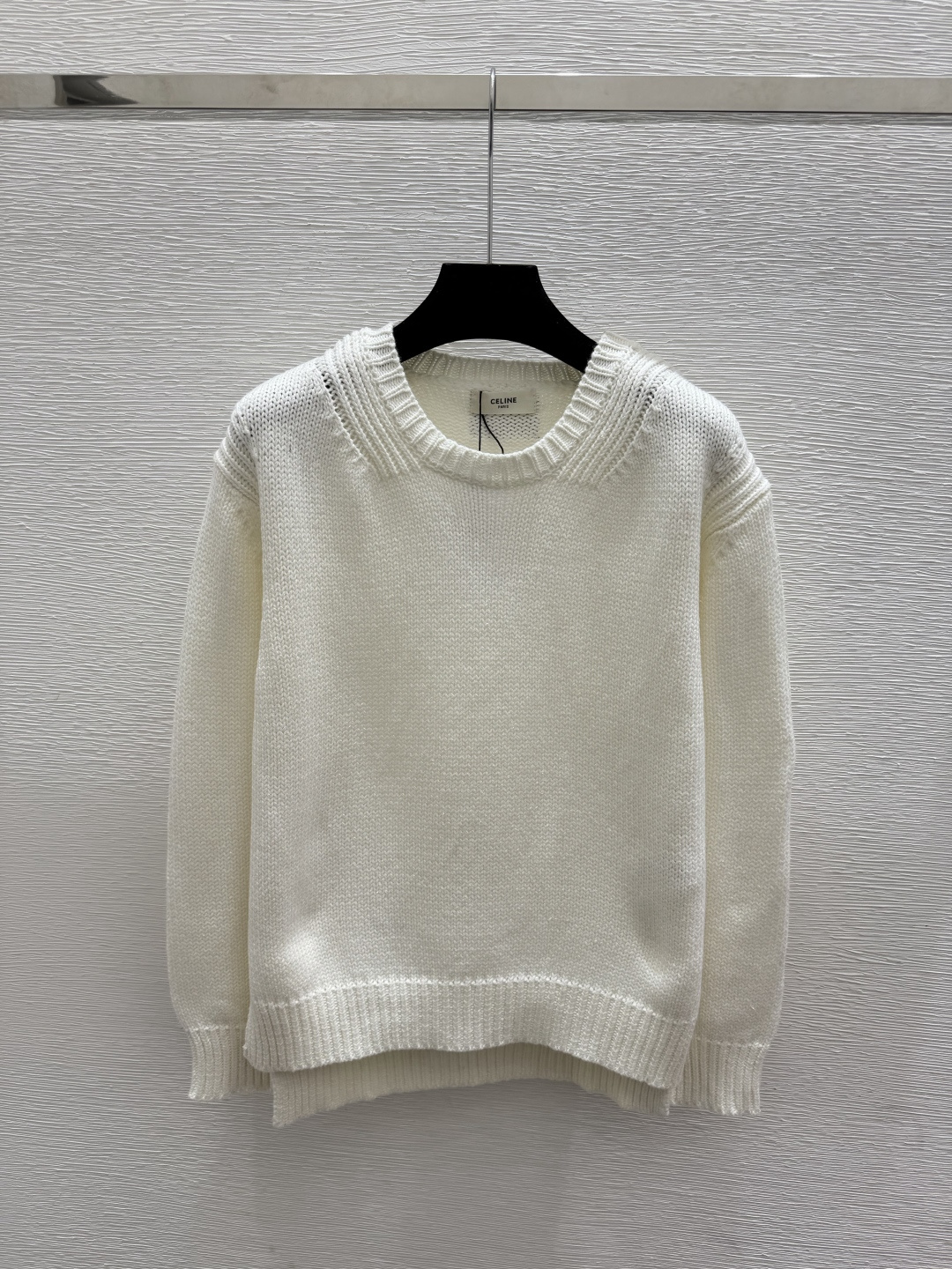 🆕CE家🆕  早秋新款 纯色简约圆领针织长袖 颜色：白色 黄色 宝蓝 尺码：36.38.40