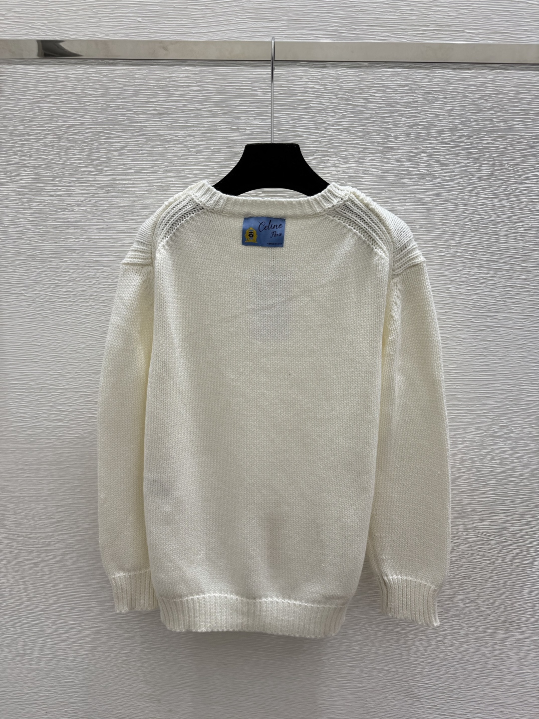 🆕CE家🆕  早秋新款 纯色简约圆领针织长袖 颜色：白色 黄色 宝蓝 尺码：36.38.40