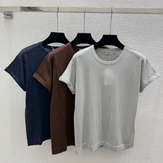 🆕BC家🆕 早秋新款 纯色简约圆领针织短袖 颜色:灰色 咖啡 宝蓝 尺码:36.38.40 🆕BC家🆕 早秋新款 纯色简约圆领针织短袖 颜色:灰色 咖啡 宝蓝 尺码:36.38.40