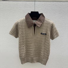 🆕M家🆕 早秋新款 撞色翻领针织短袖 颜色:咖啡 尺码:36.38.40 🆕M家🆕 早秋新款 撞色翻领针织短袖 颜色:咖啡 尺码:36.38.40
