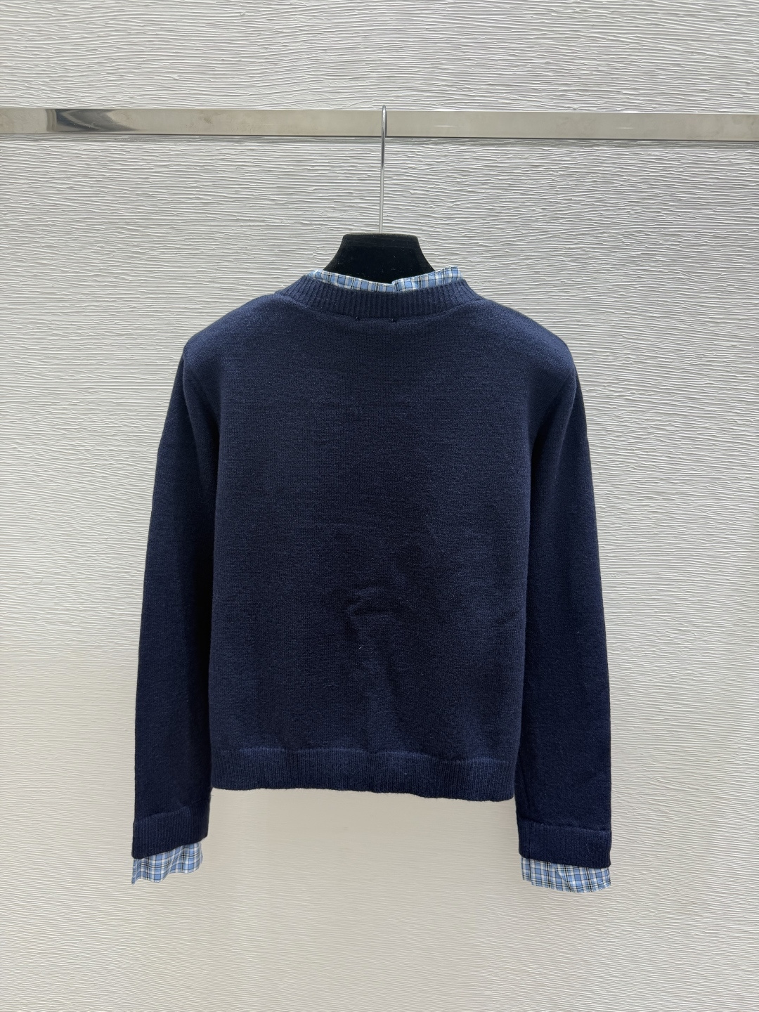 🆕CH家🆕  早秋新款  撞色假两件针织长袖开衫 颜色：灰色 宝蓝 尺码：36.38.40      