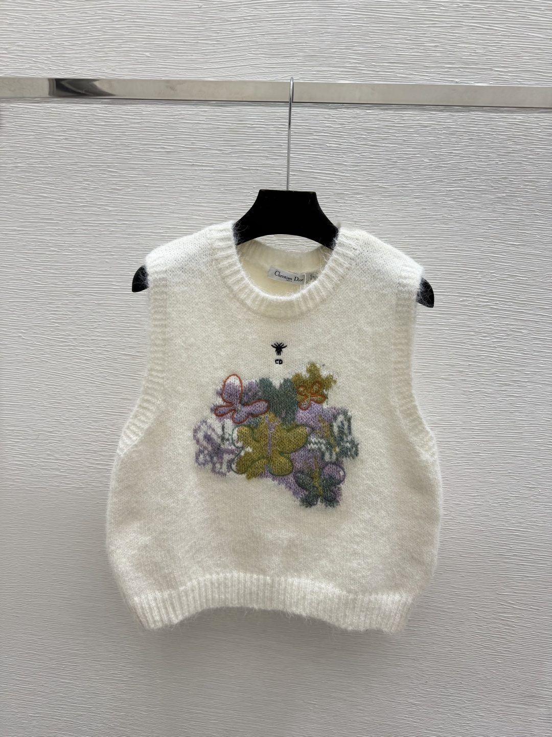 🆕D家🆕  早秋新款  撞色花卉圆领针织背心 颜色：白色 宝蓝 尺码：36.38.40      