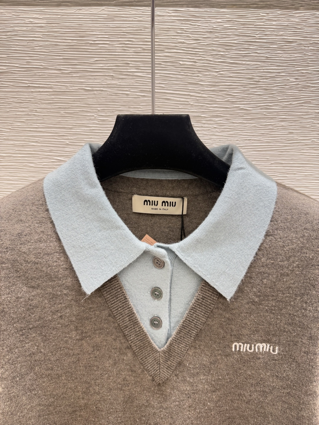 🆕M家🆕  早秋新款  撞色假两件翻领针织长袖 颜色：咖啡 尺码：36.38.40      