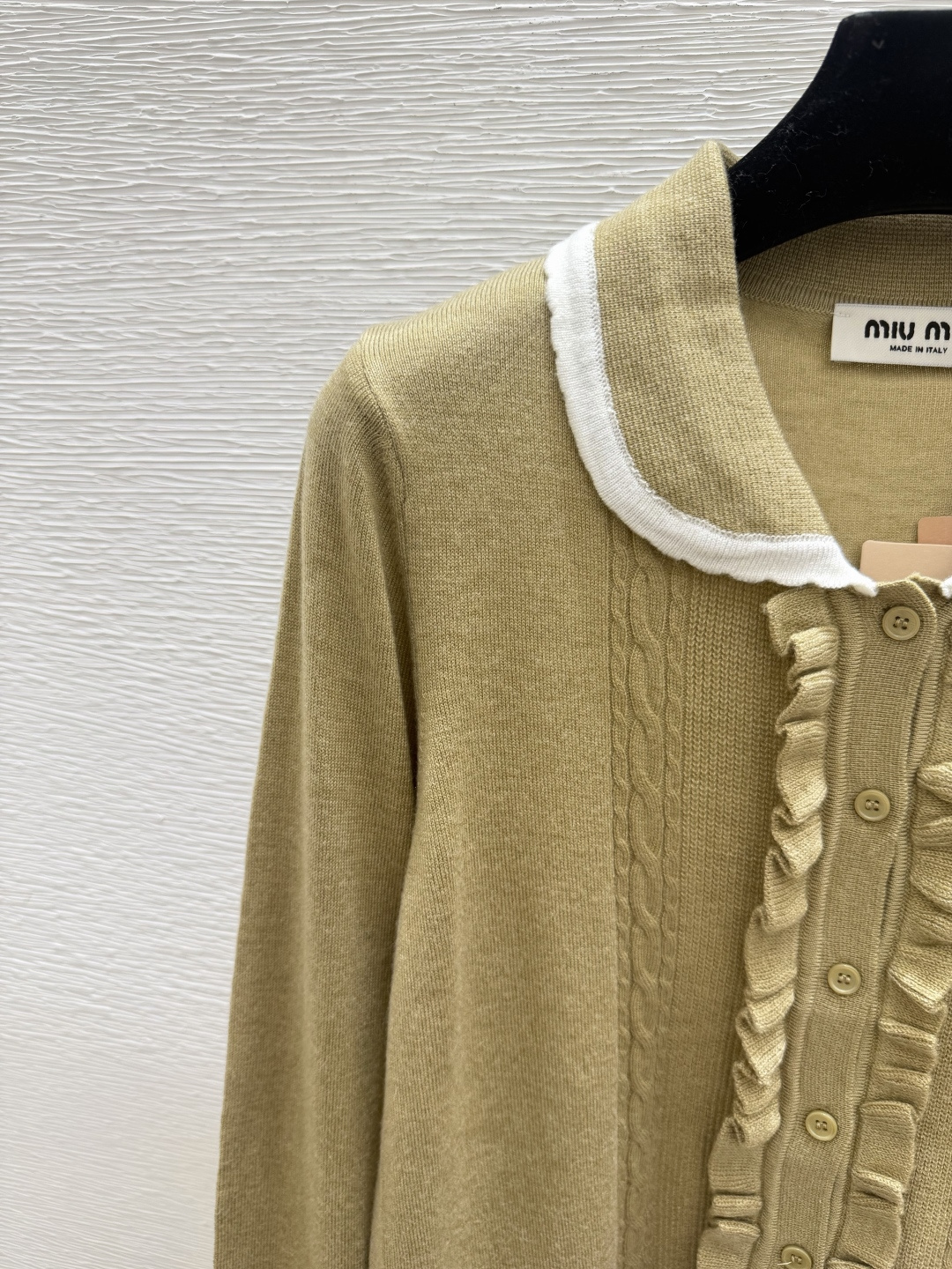 🆕M家🆕  早秋新款  撞色翻领花边针织长袖开衫 颜色：卡其 灰色 尺码：36.38.40      