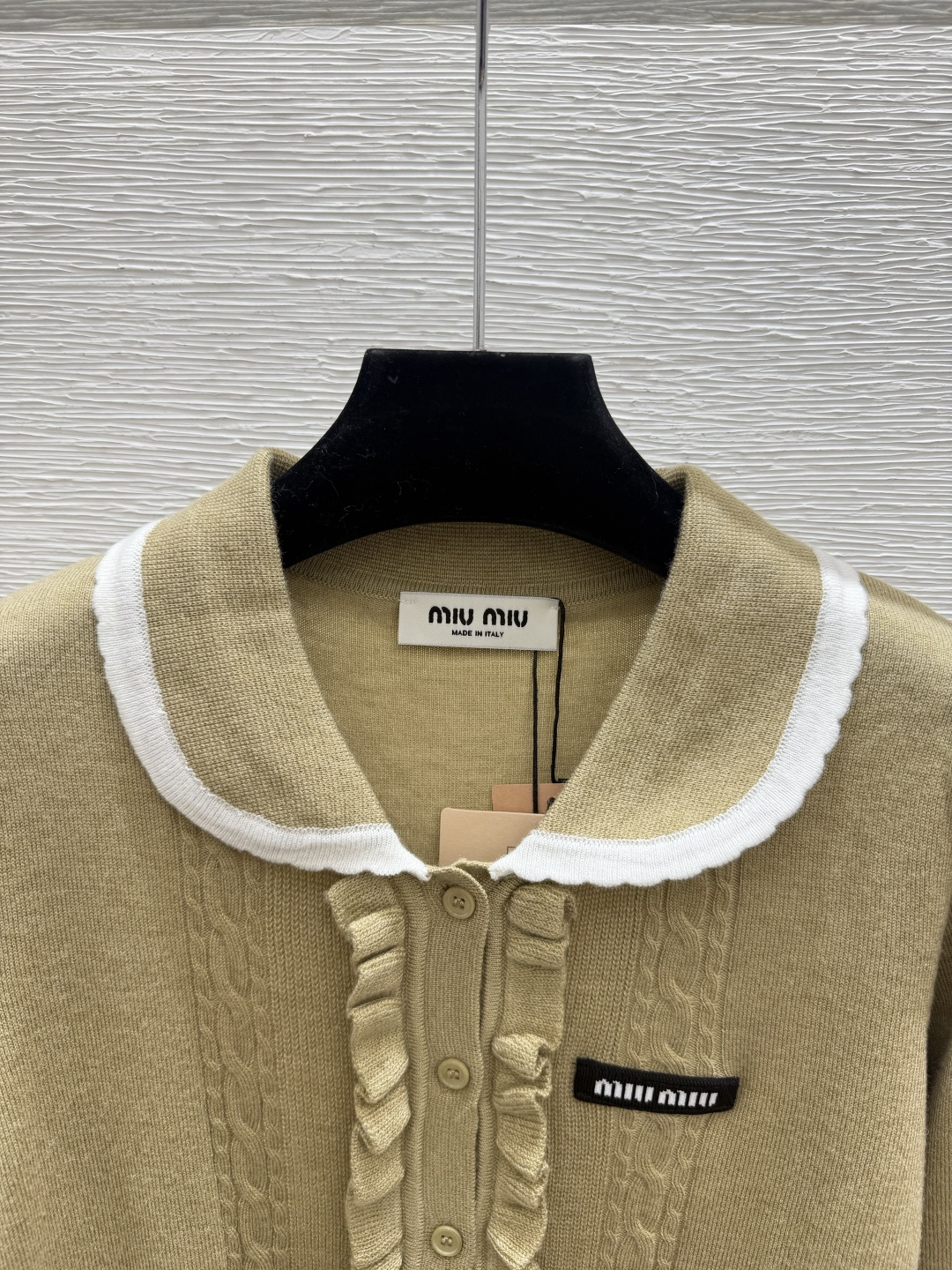 🆕M家🆕  早秋新款  撞色翻领花边针织长袖开衫 颜色：卡其 灰色 尺码：36.38.40      