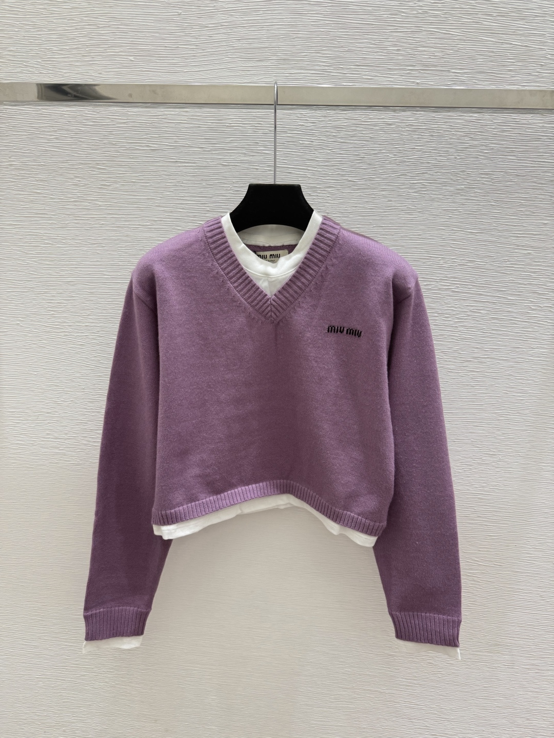 🆕M家🆕  早秋新款  撞色假两件圆领针织长袖 颜色：紫色 咖啡 尺码：36.38.40      