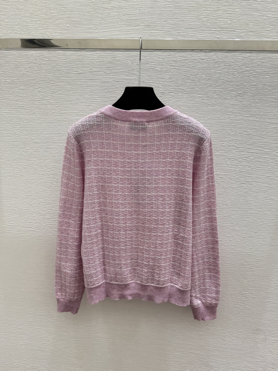 🆕CH家🆕  早秋新款  撞色格子圆领针织长袖 颜色：粉色 宝蓝 尺码：36.38.40      