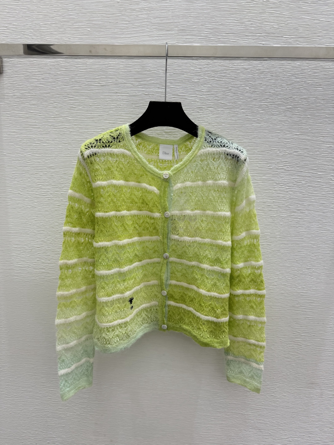 🆕D家🆕  早秋新款  撞色条纹圆领针织长袖开衫 颜色：蓝色 绿色 尺码：36.38.40      